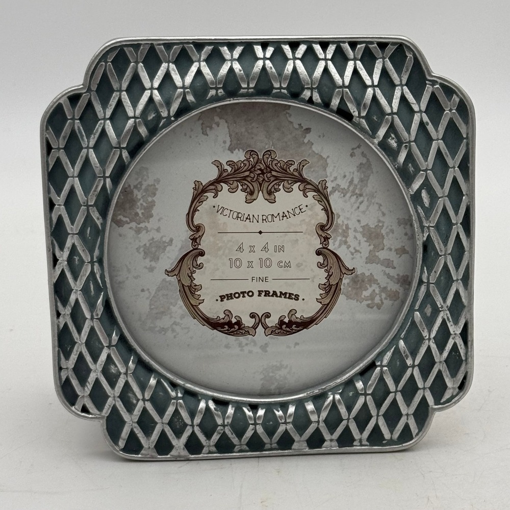 Azzure Home Victorian Romance 4x4 Pewter Tone Lattice Diamond Photo Frame AF3198